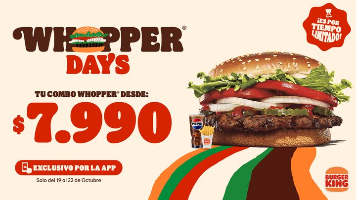 Burger King celebra los Whopper Days con 50% de descuento en su icónica hamburguesa